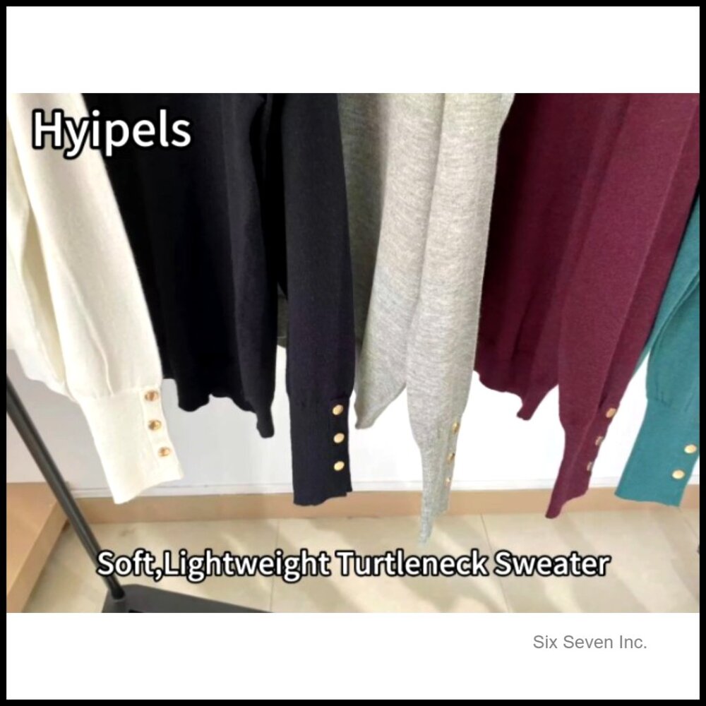 Polyester Knit Turtleneck Sweater Pullover With M… - image 7